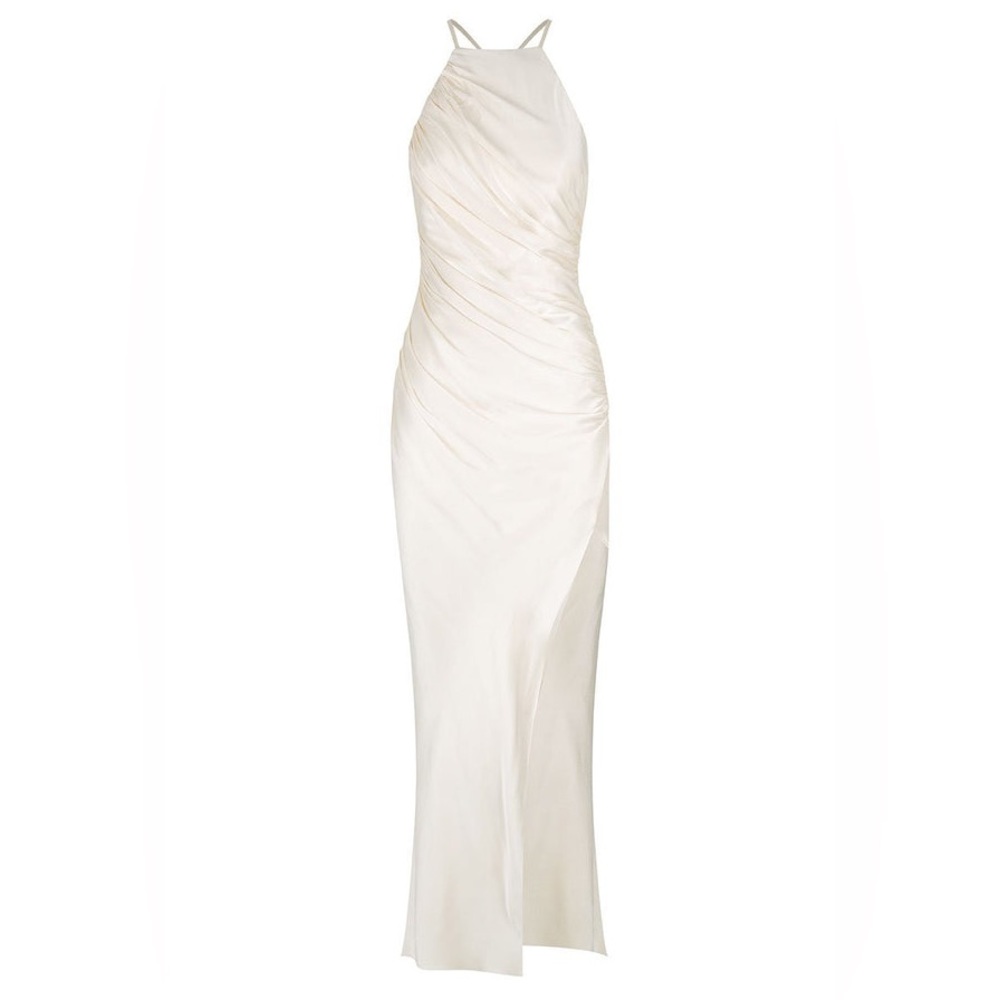 Shona Joy La Lune gathered square neck midi dress in US 2/AUS 6 - cream